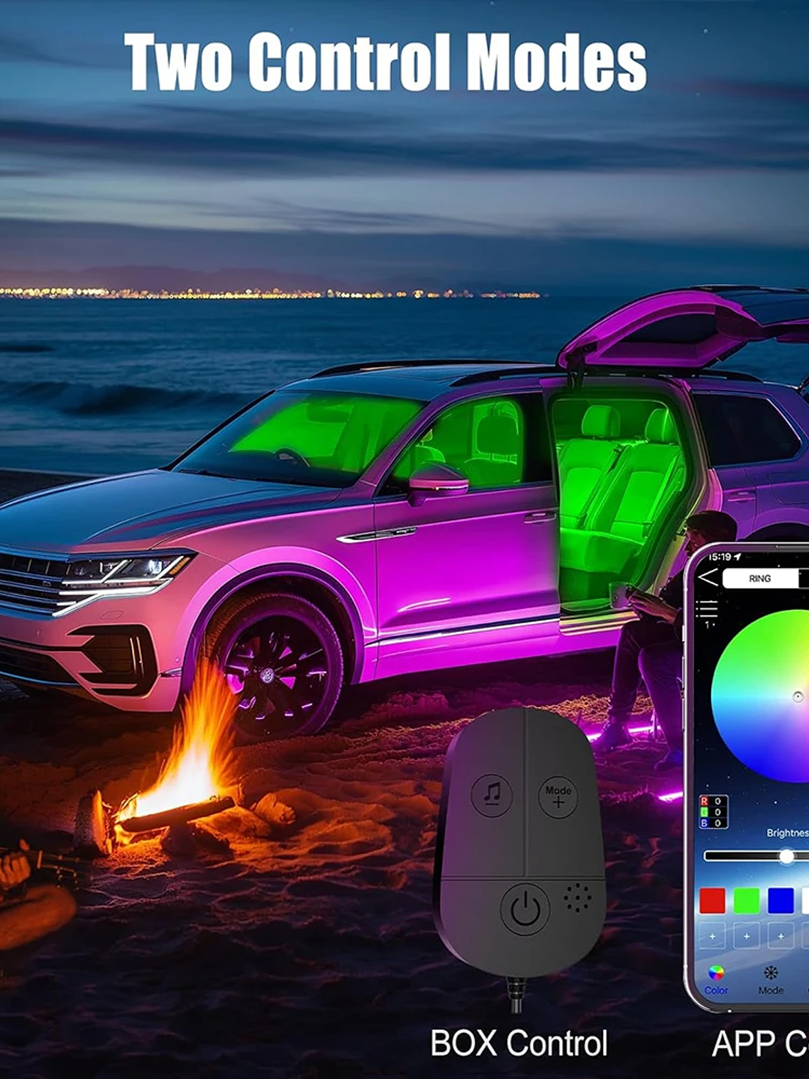 Car Interior Ambient Foot Well Light In Car APP Control Neon LED 35