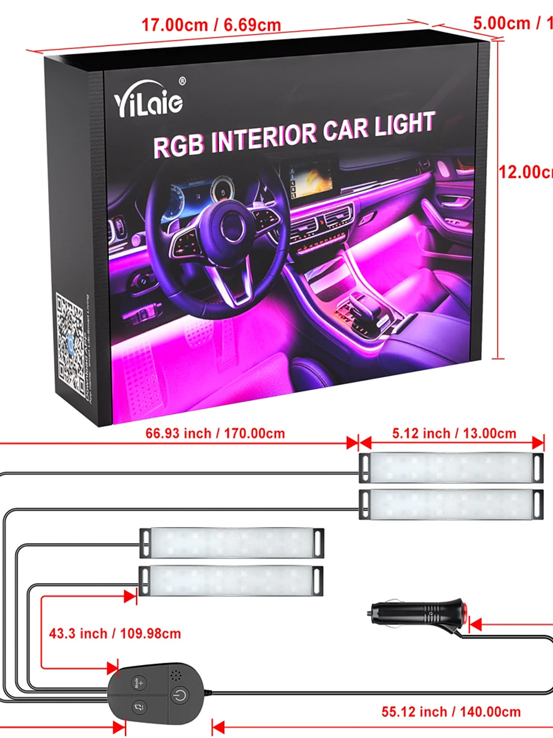 Car Interior Ambient Foot Well Light In Car APP Control Neon LED 37