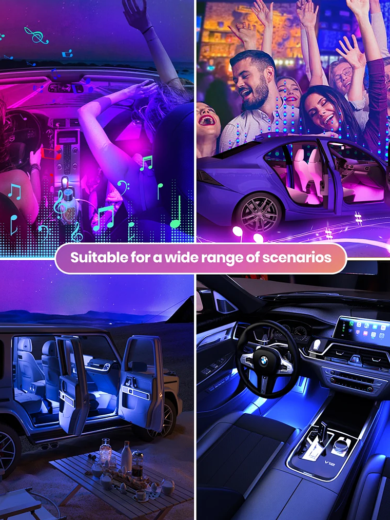 Car Interior Ambient Foot Well Light In Car APP Control Neon LED 38