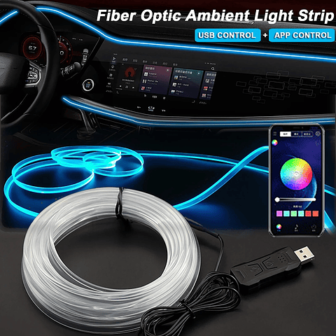 2/3/4/5M RGB Car Interior Ambient LED Light Strip Invisible USB Fiber Optic