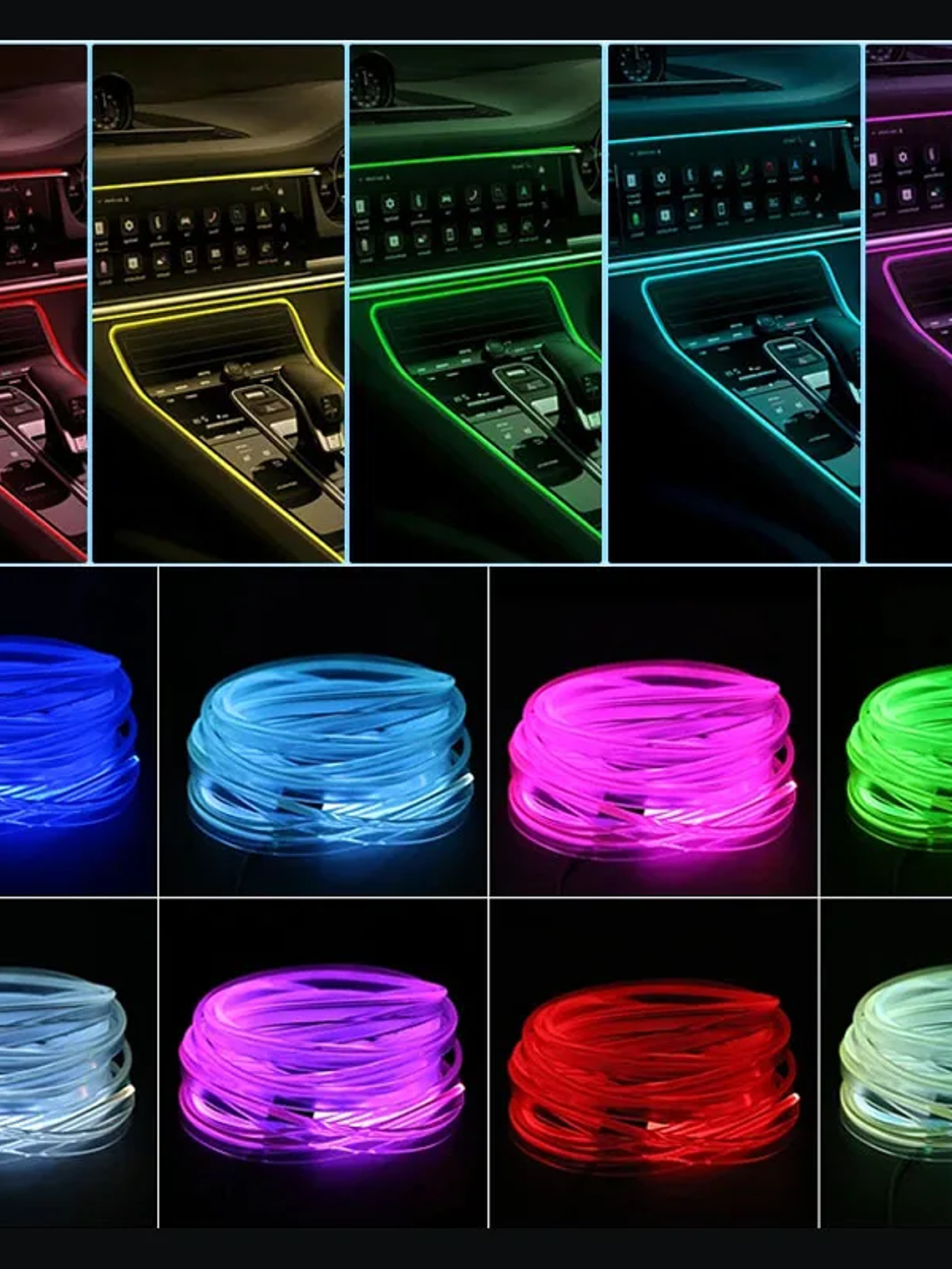 2/3/4/5M RGB Car Interior Ambient LED Light Strip Invisible USB Fiber Optic 3