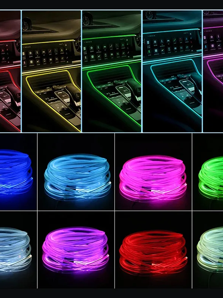 2/3/4/5M RGB Car Interior Ambient LED Light Strip Invisible USB Fiber Optic 3