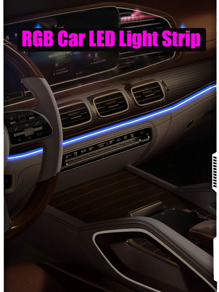 2/3/4/5M RGB Car Interior Ambient LED Light Strip Invisible USB Fiber Optic 8