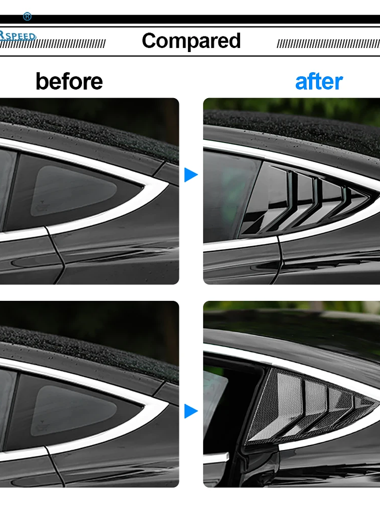 ABS Rear Car Window Shutter Cover For Tesla Model 3 2017-2023 Highland 2024 6