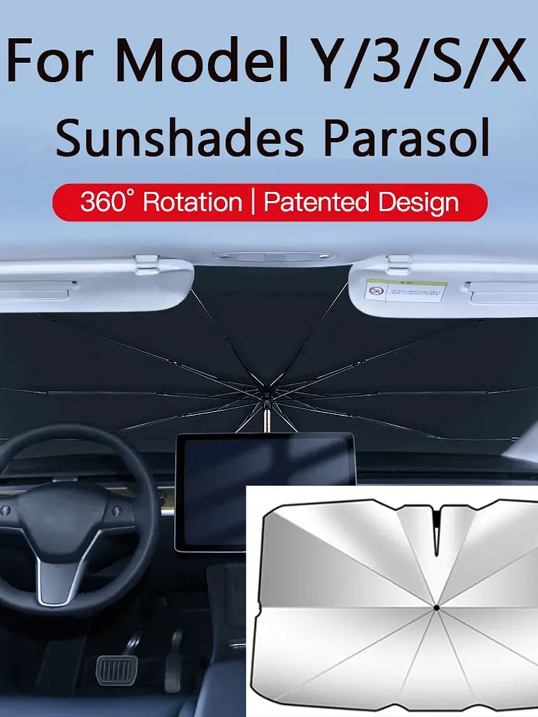 For Tesla Model Y/3/S/X Sunshades Parasol Car Front Sunshades 2