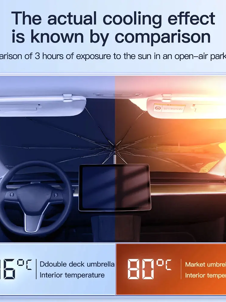 For Tesla Model Y/3/S/X Sunshades Parasol Car Front Sunshades 6