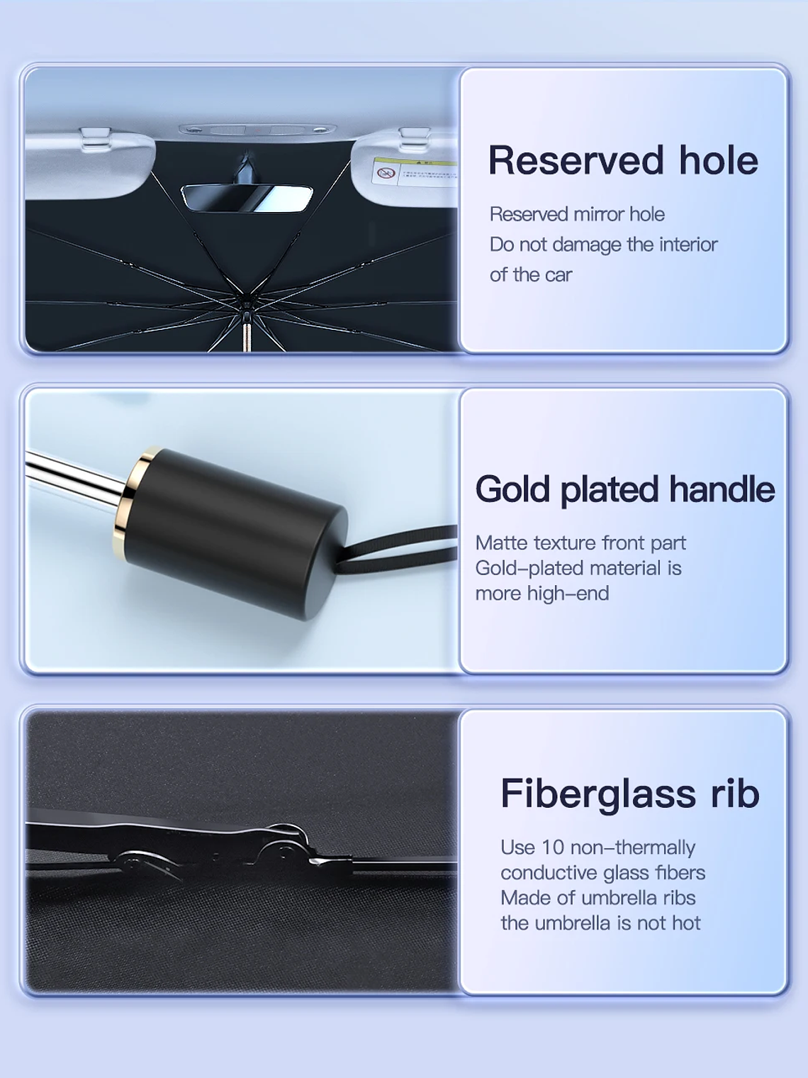 For Tesla Model Y/3/S/X Sunshades Parasol Car Front Sunshades 18