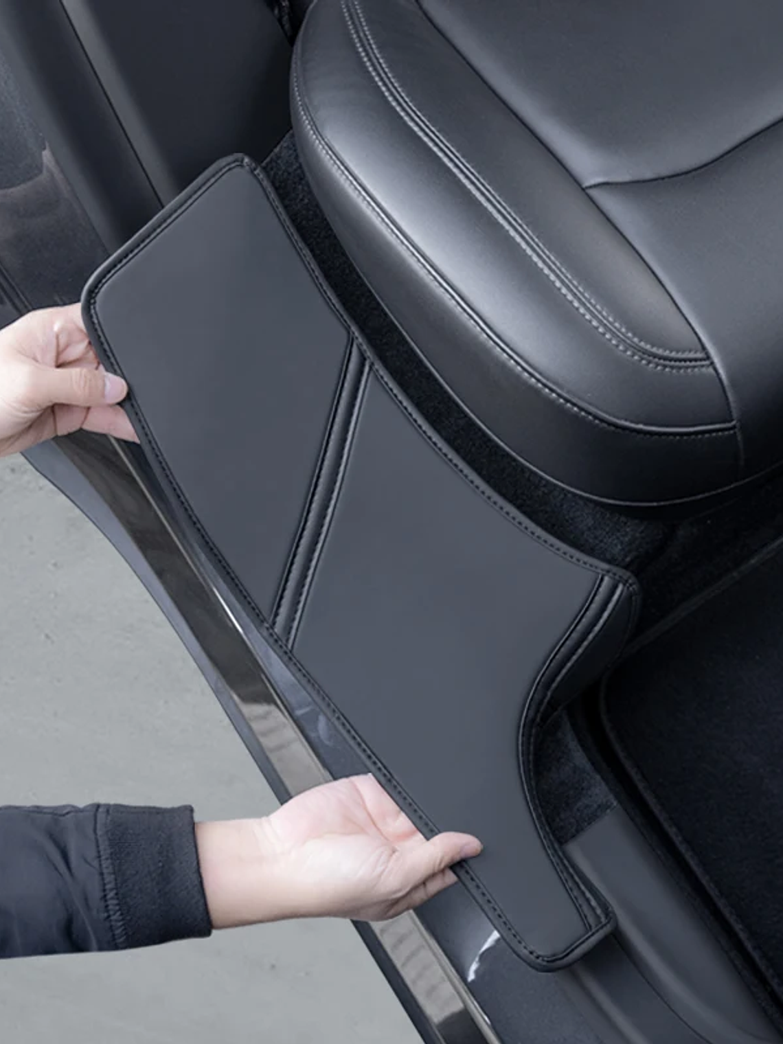 Tesla Model Y rear door sill anti kick pad, rear door suede protection pad 1