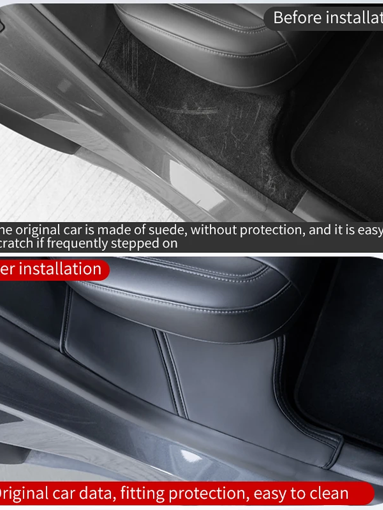 Tesla Model Y rear door sill anti kick pad, rear door suede protection pad 3