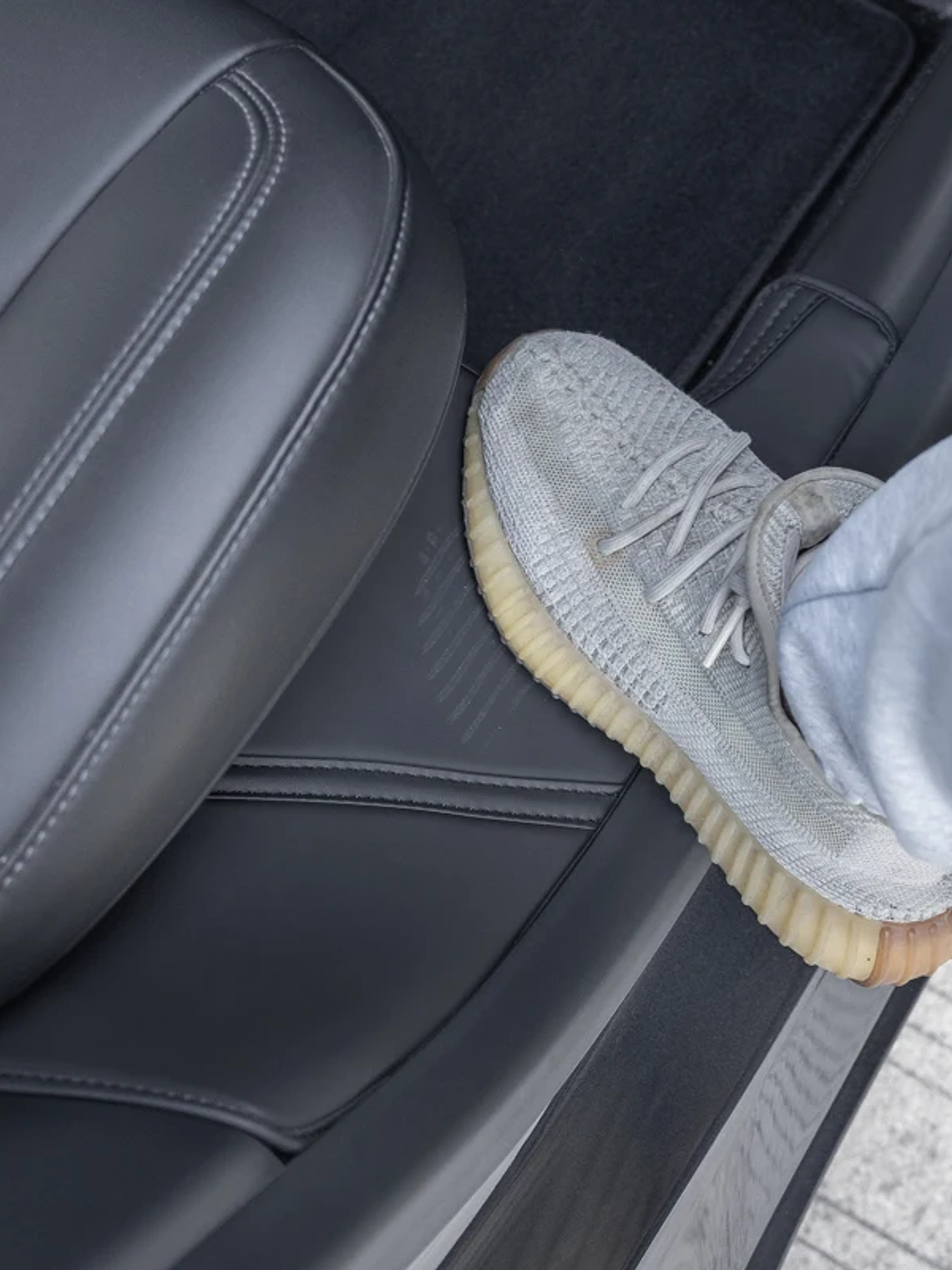 Tesla Model Y rear door sill anti kick pad, rear door suede protection pad 4