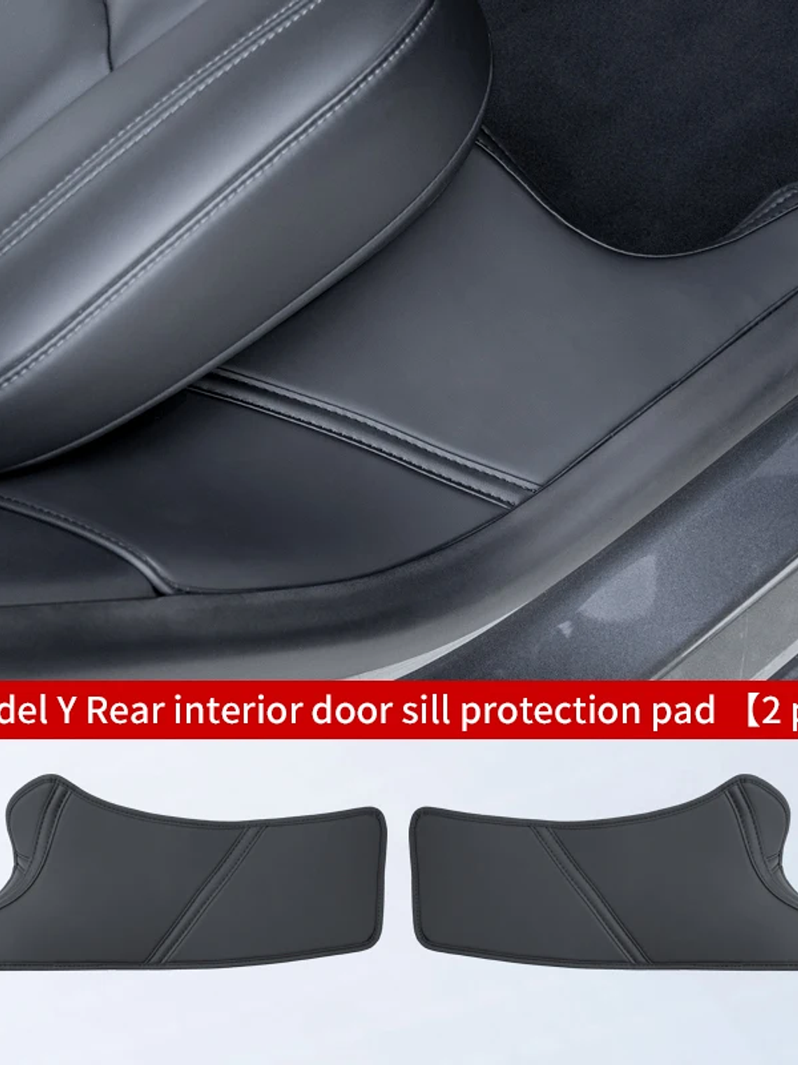 Tesla Model Y rear door sill anti kick pad, rear door suede protection pad 8