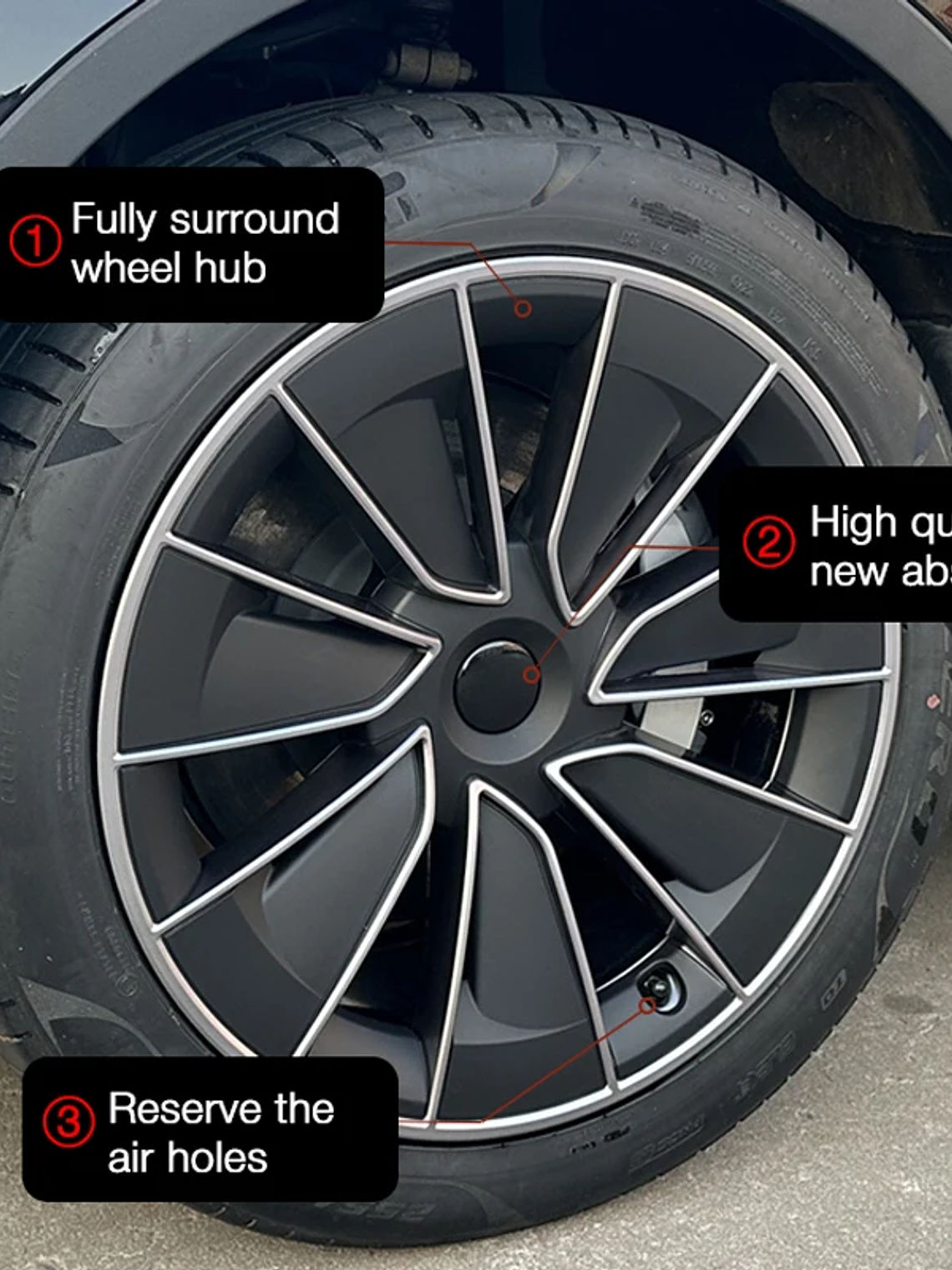 4PCS Hub Cap for Tesla Model Y 19 Inch Wheel Covers 5