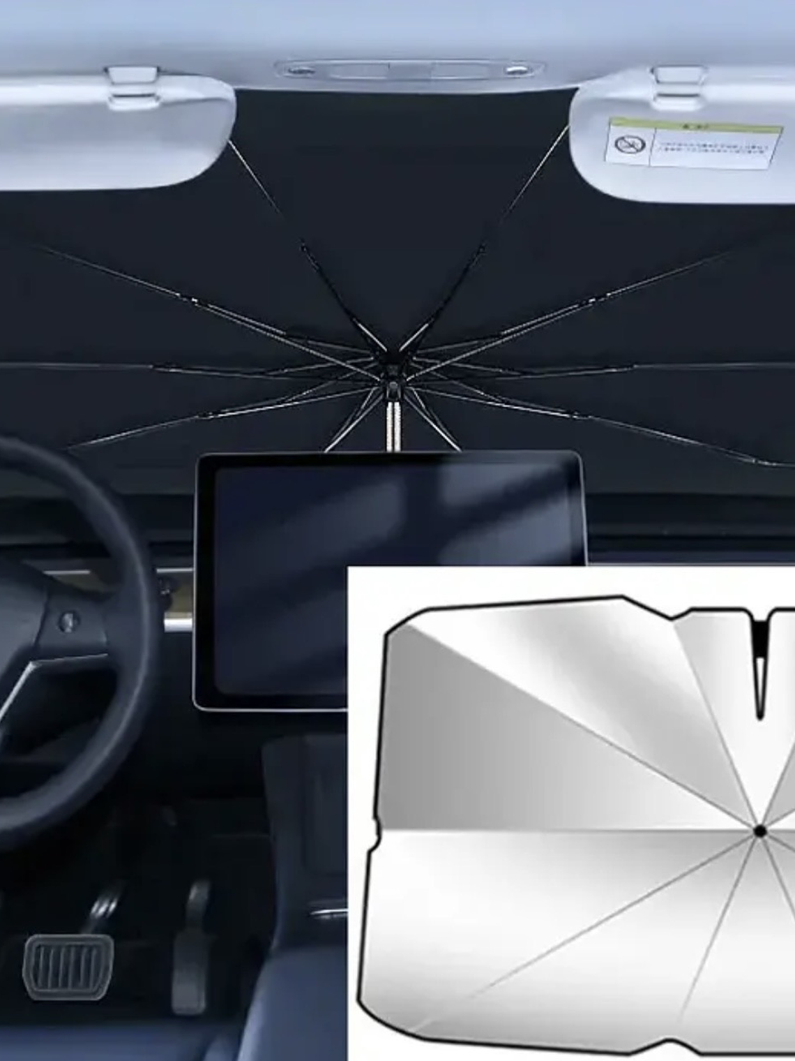 For Tesla Model Y/3/S/X Sunshades Parasol Car Front Sunshades 1