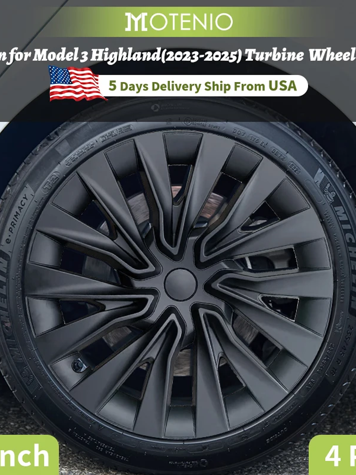 4PCS Wheel Cap 18 Inch Turbine Automobile Hubcap for Tesla Model 3 2