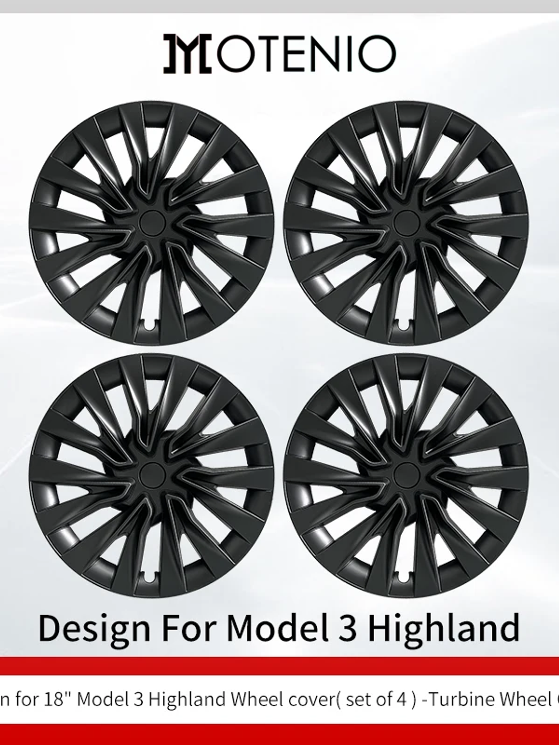 4PCS Wheel Cap 18 Inch Turbine Automobile Hubcap for Tesla Model 3 8