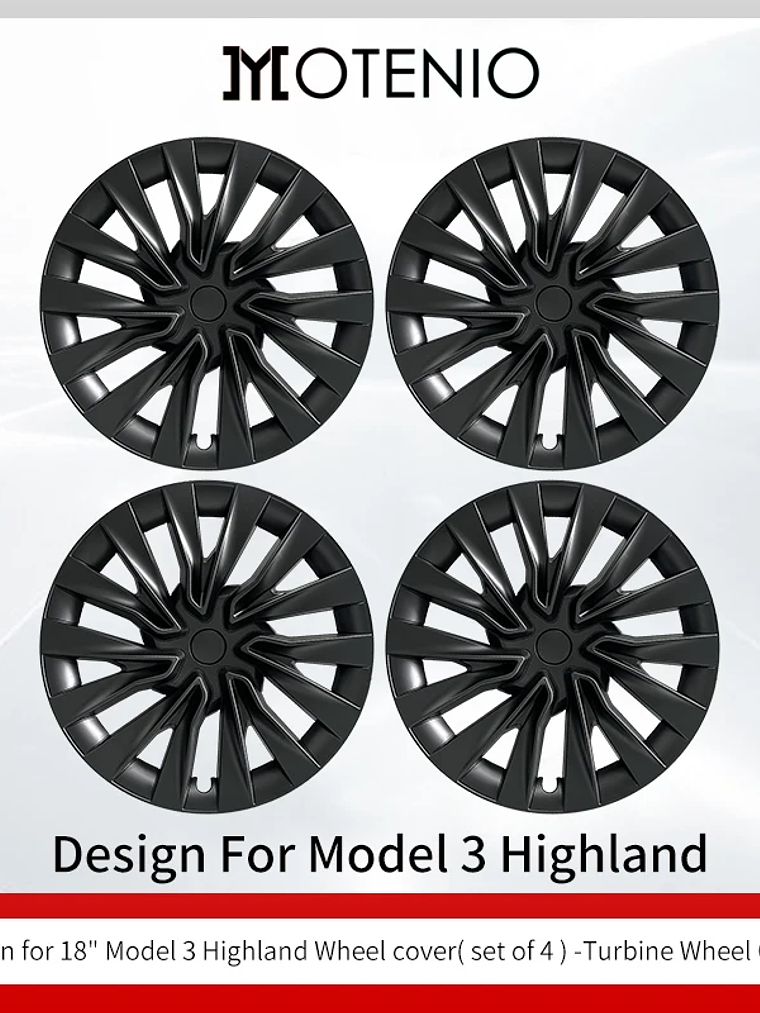 4PCS Wheel Cap 18 Inch Turbine Automobile Hubcap for Tesla Model 3 8