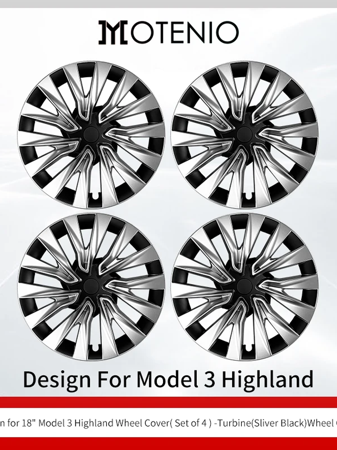 4PCS Wheel Cap 18 Inch Turbine Automobile Hubcap for Tesla Model 3 9