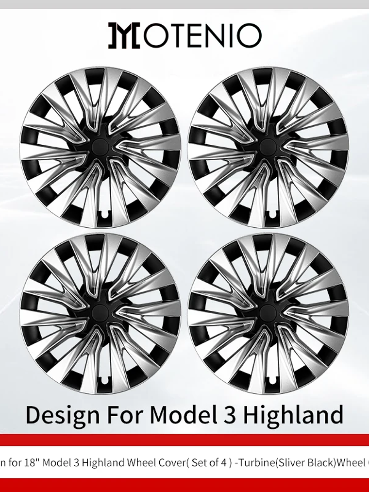 4PCS Wheel Cap 18 Inch Turbine Automobile Hubcap for Tesla Model 3 9