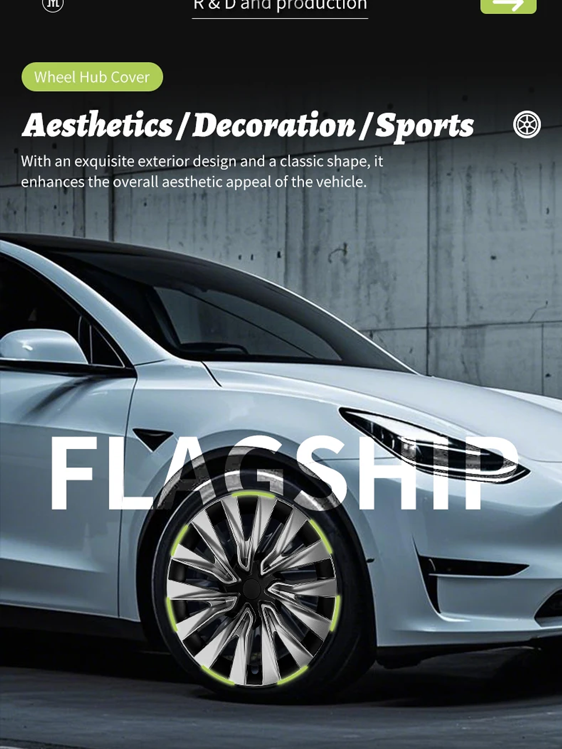 4PCS Wheel Cap 18 Inch Turbine Automobile Hubcap for Tesla Model 3 13