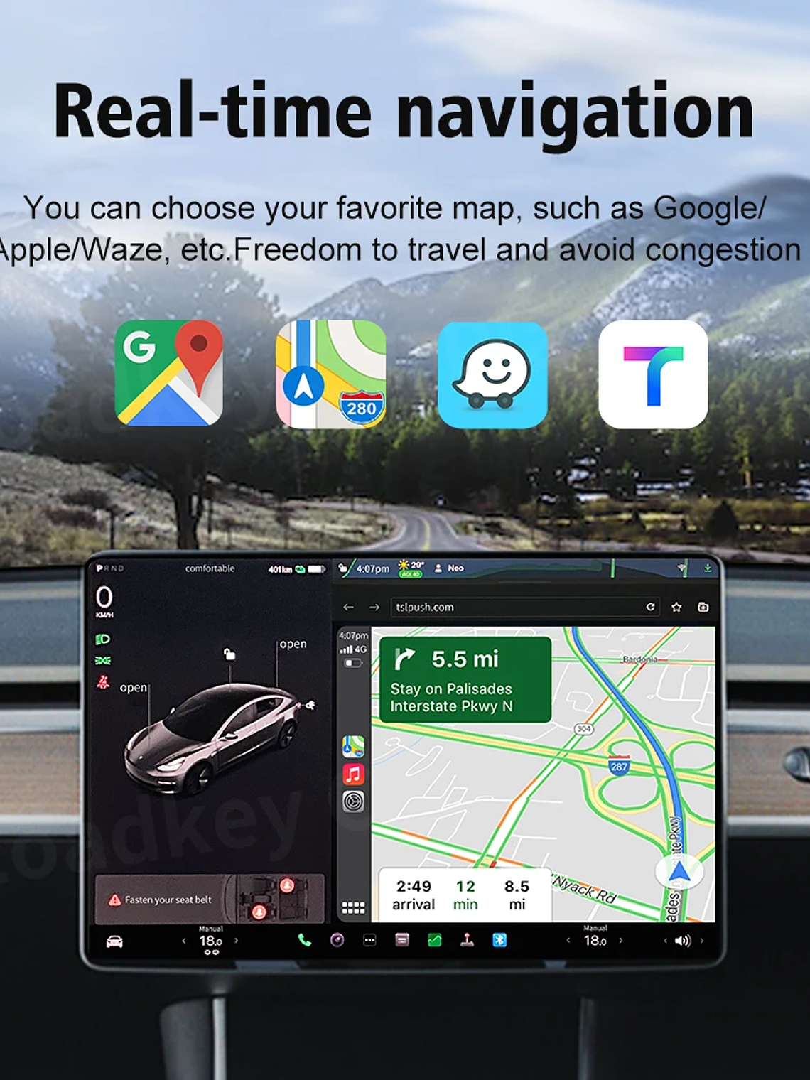 CarlinKit Wireless CarPlay Android Auto For Tesla Model 3 Model X Y Model S 5