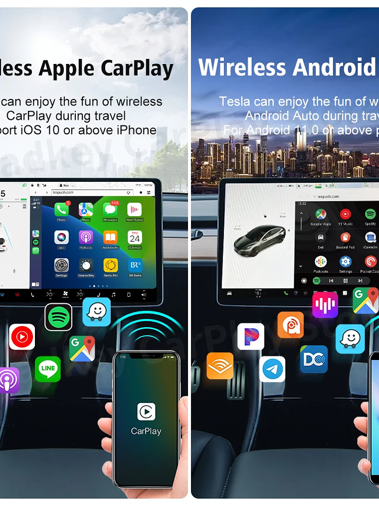 CarlinKit Wireless CarPlay Android Auto For Tesla Model 3 Model X Y Model S 6