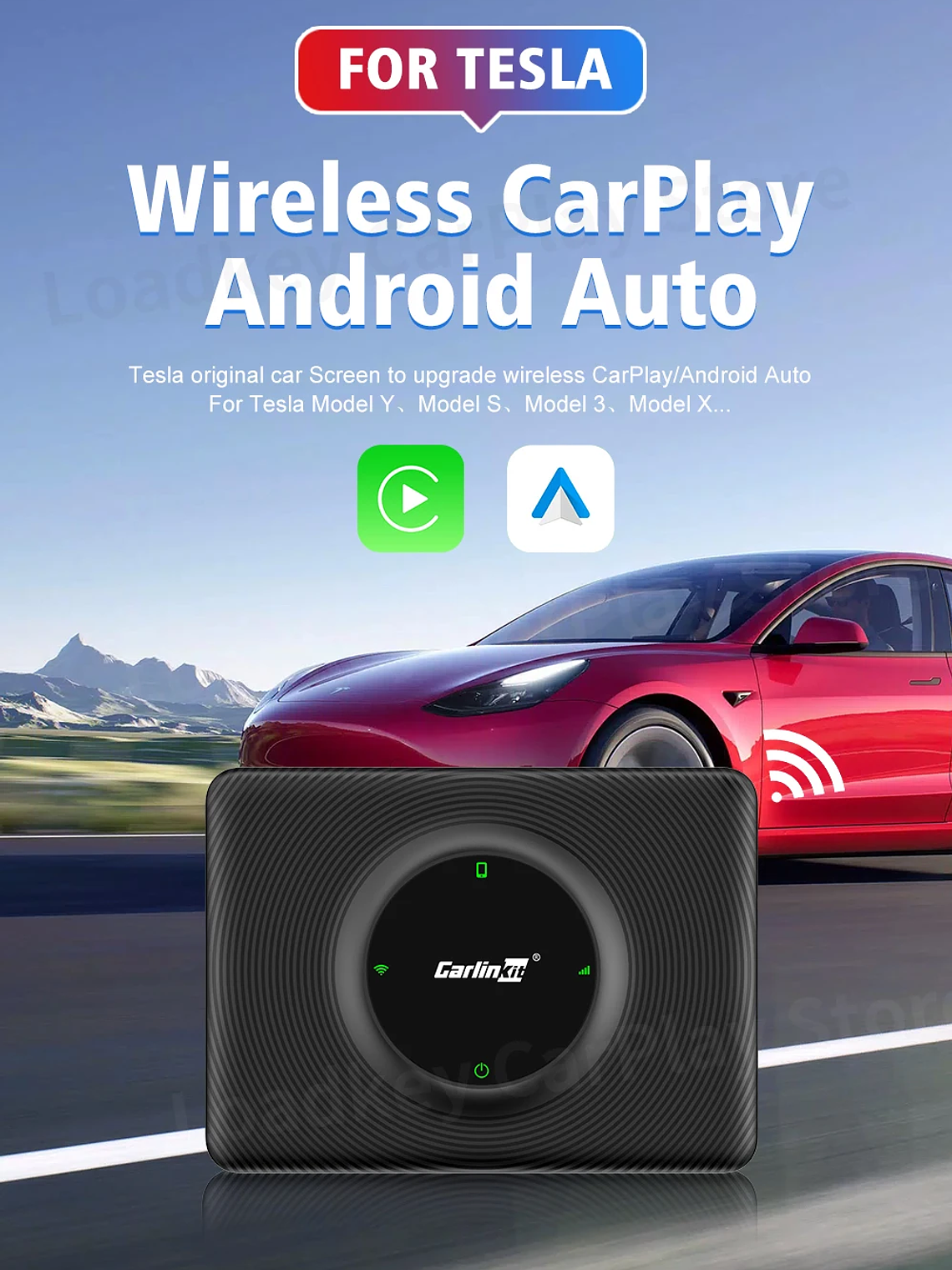 CarlinKit Wireless CarPlay Android Auto For Tesla Model 3 Model X Y Model S 10