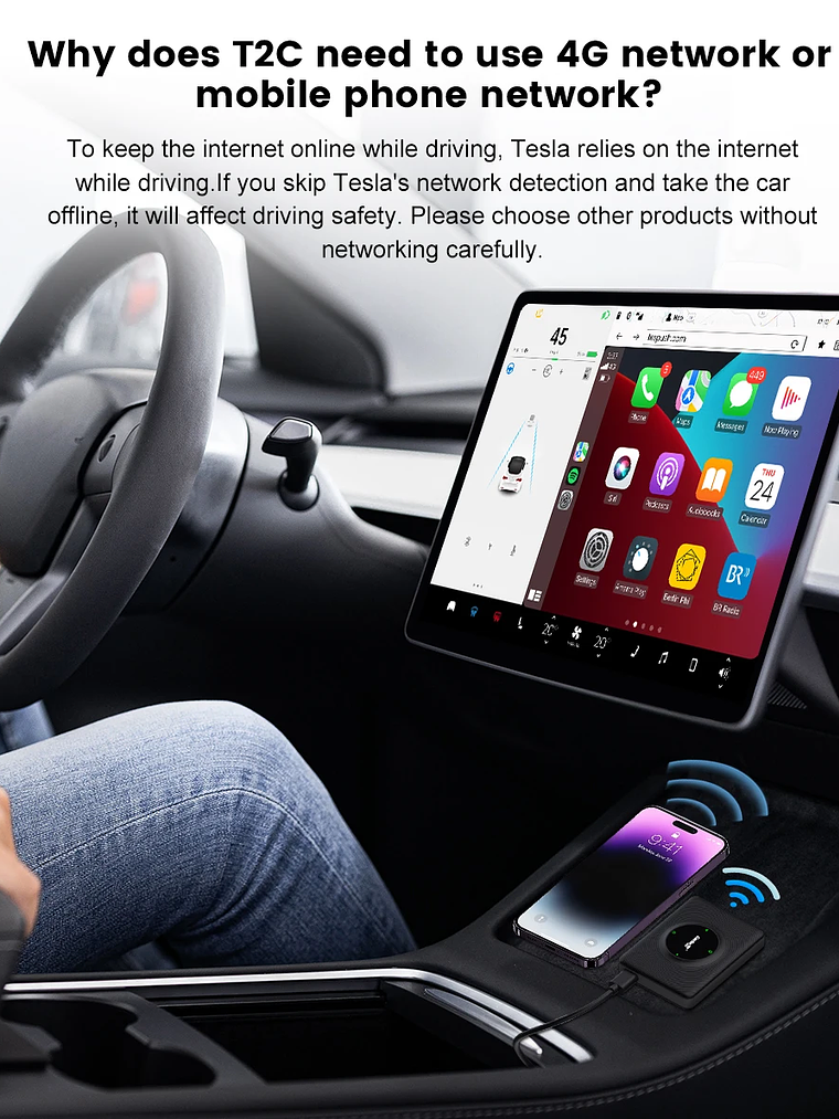 CarlinKit Wireless CarPlay Android Auto For Tesla Model 3 Model X Y Model S 16