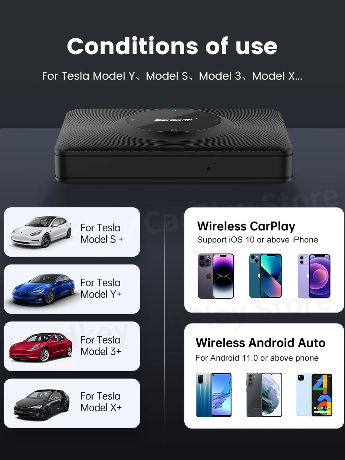 CarlinKit Wireless CarPlay Android Auto For Tesla Model 3 Model X Y Model S 23