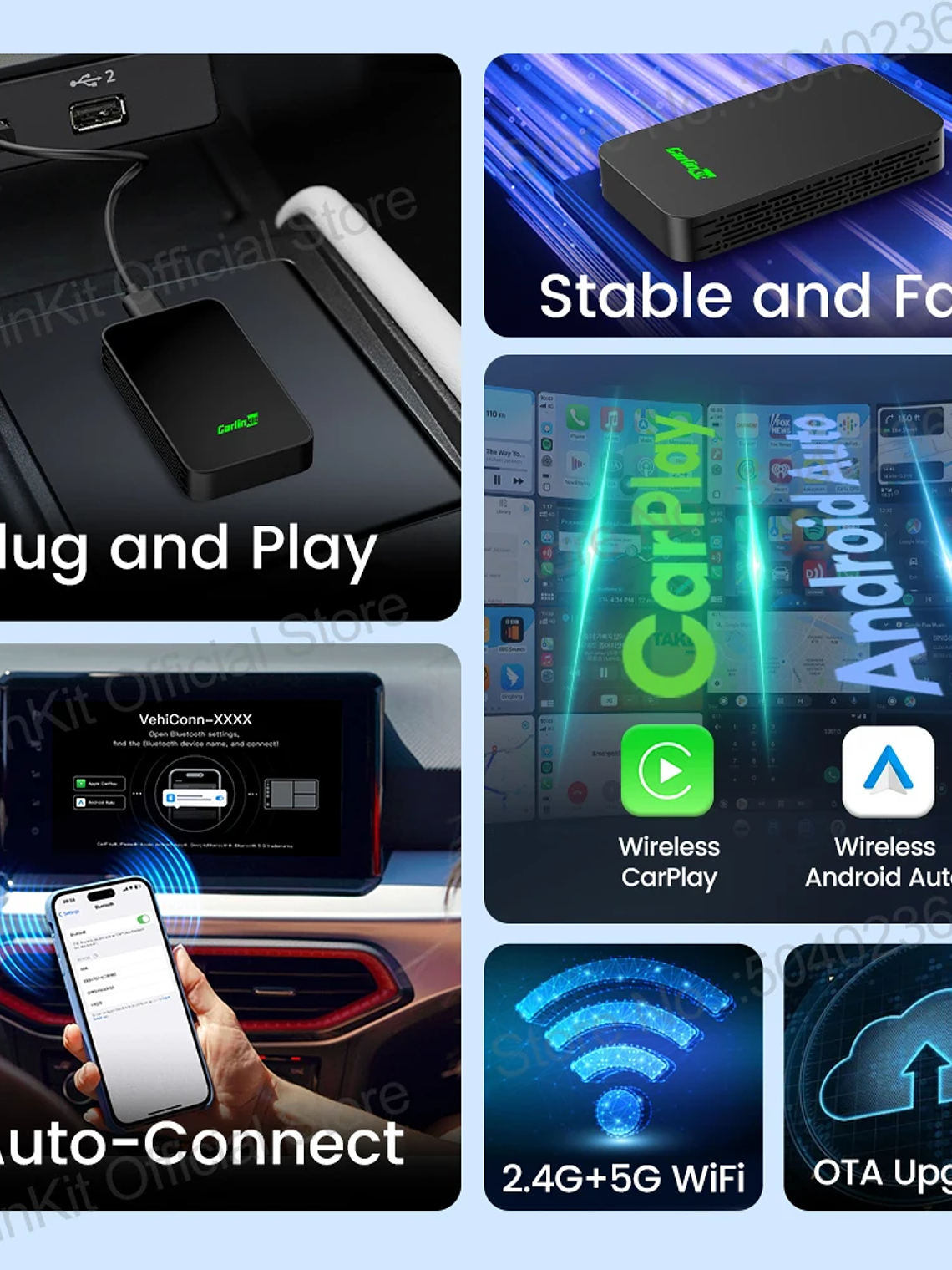 CarlinKit 5.0 C2Air Wireless Adapter Wireless CarPlay Android Auto Box 4