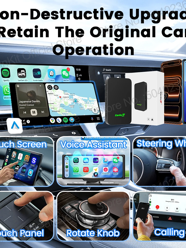 CarlinKit 5.0 C2Air Wireless Adapter Wireless CarPlay Android Auto Box 7