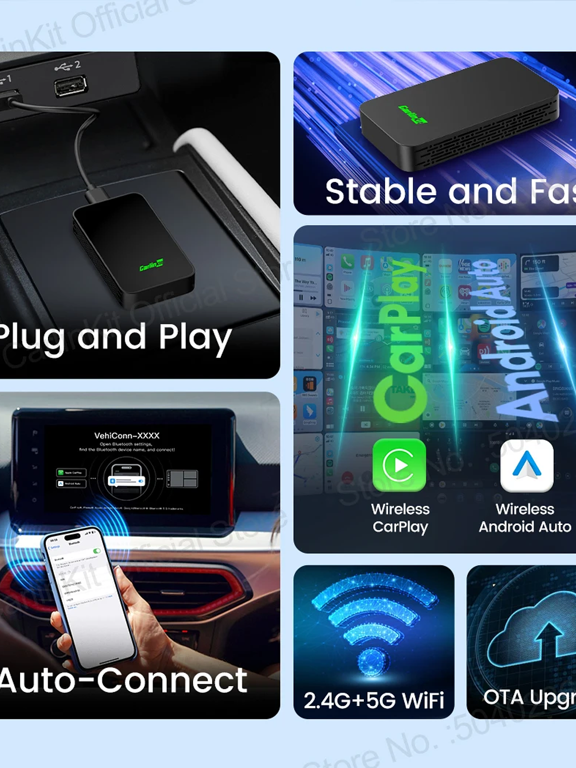 CarlinKit 5.0 C2Air Wireless Adapter Wireless CarPlay Android Auto Box 10