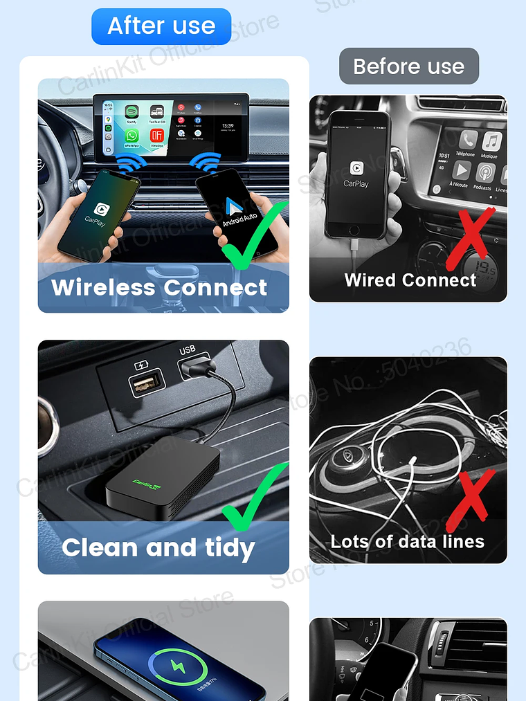 CarlinKit 5.0 C2Air Wireless Adapter Wireless CarPlay Android Auto Box 12