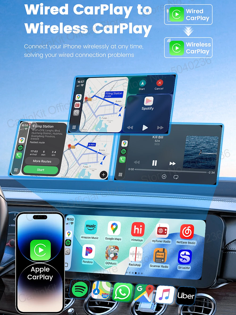 CarlinKit 5.0 C2Air Wireless Adapter Wireless CarPlay Android Auto Box 14