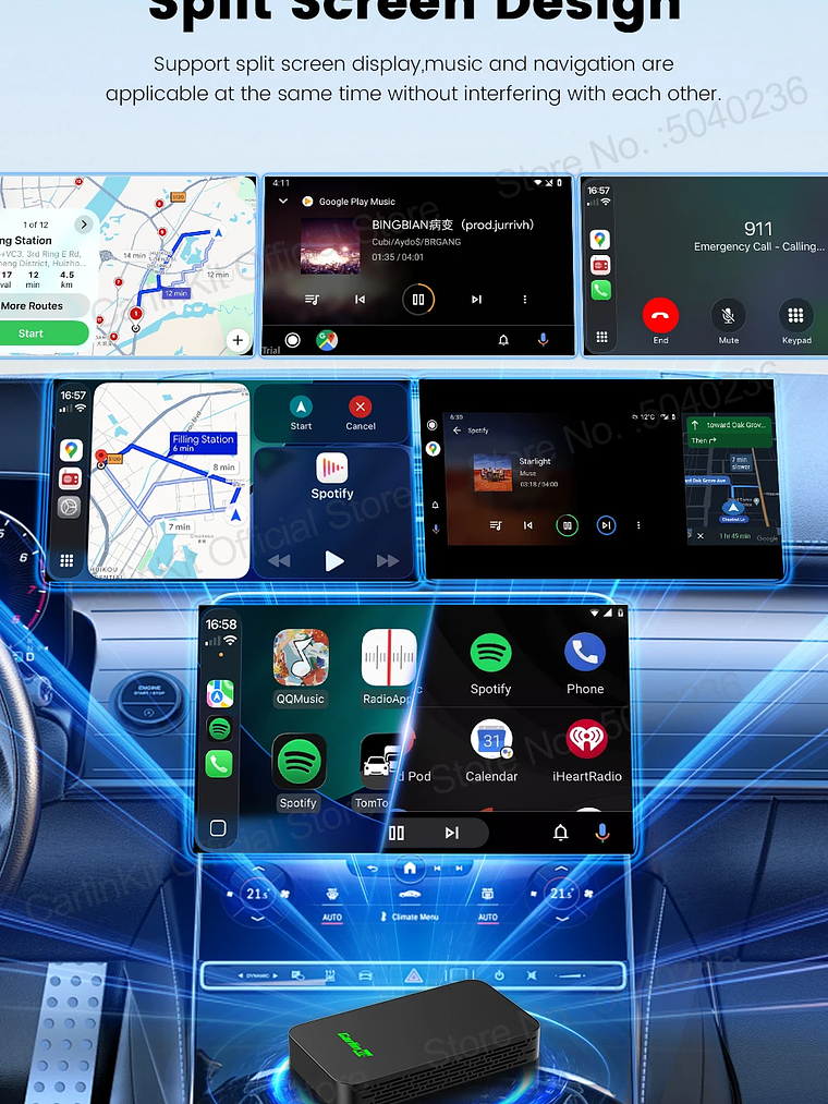 CarlinKit 5.0 C2Air Wireless Adapter Wireless CarPlay Android Auto Box 15