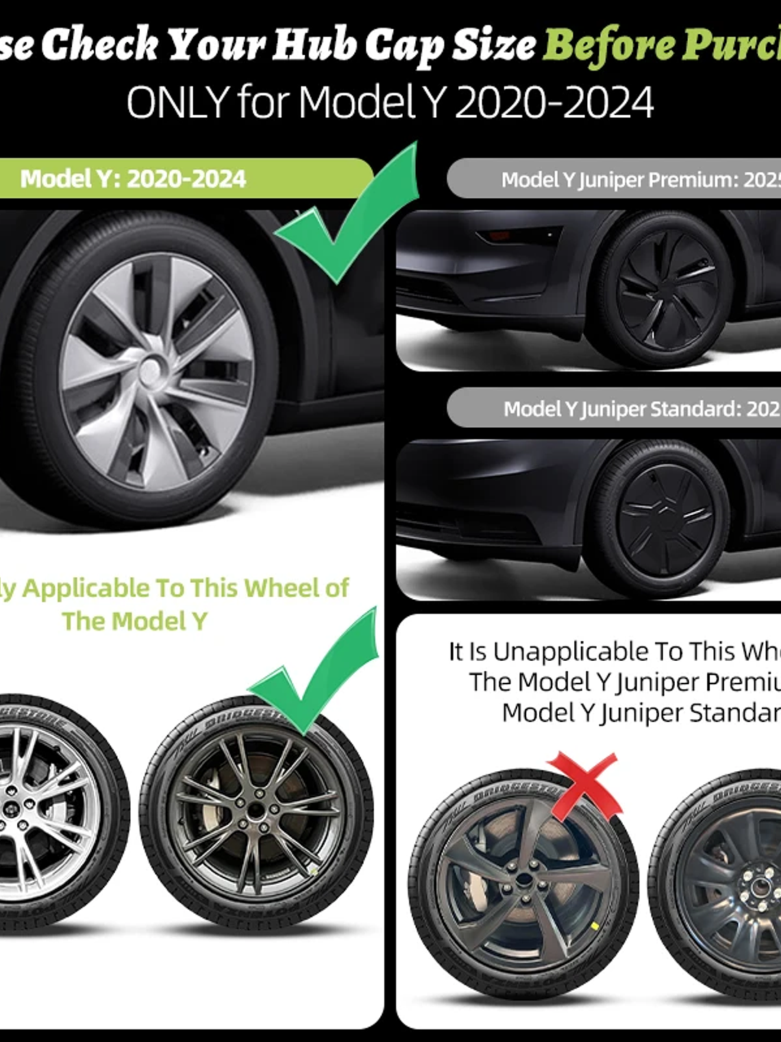 4PCS Design for TESLA Model Y 2020-2024 Vehicle Storm Wheel Cover Caps 4