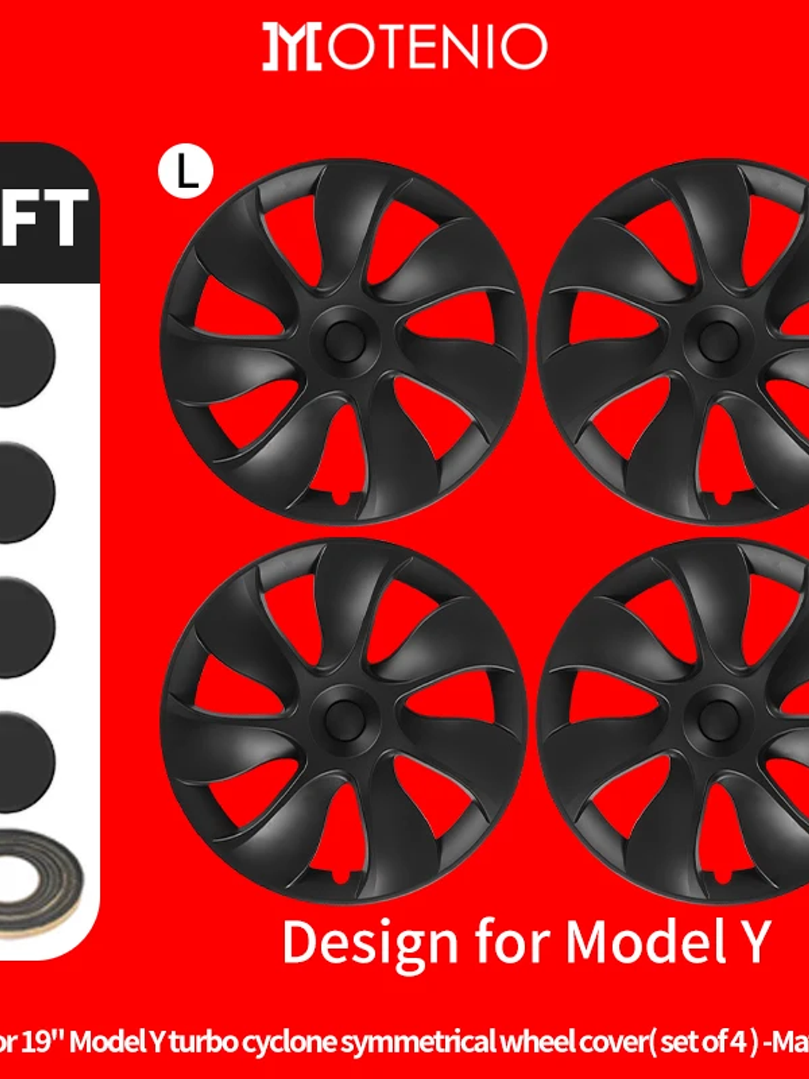 4PCS Design for TESLA Model Y 2020-2024 Vehicle Storm Wheel Cover Caps 9