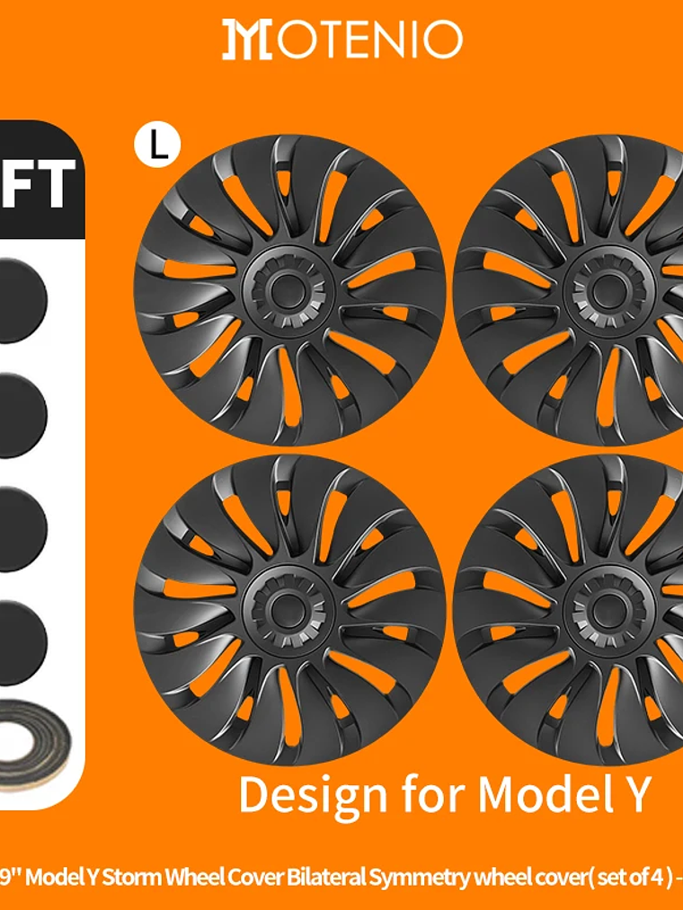 4PCS Design for TESLA Model Y 2020-2024 Vehicle Storm Wheel Cover Caps 11
