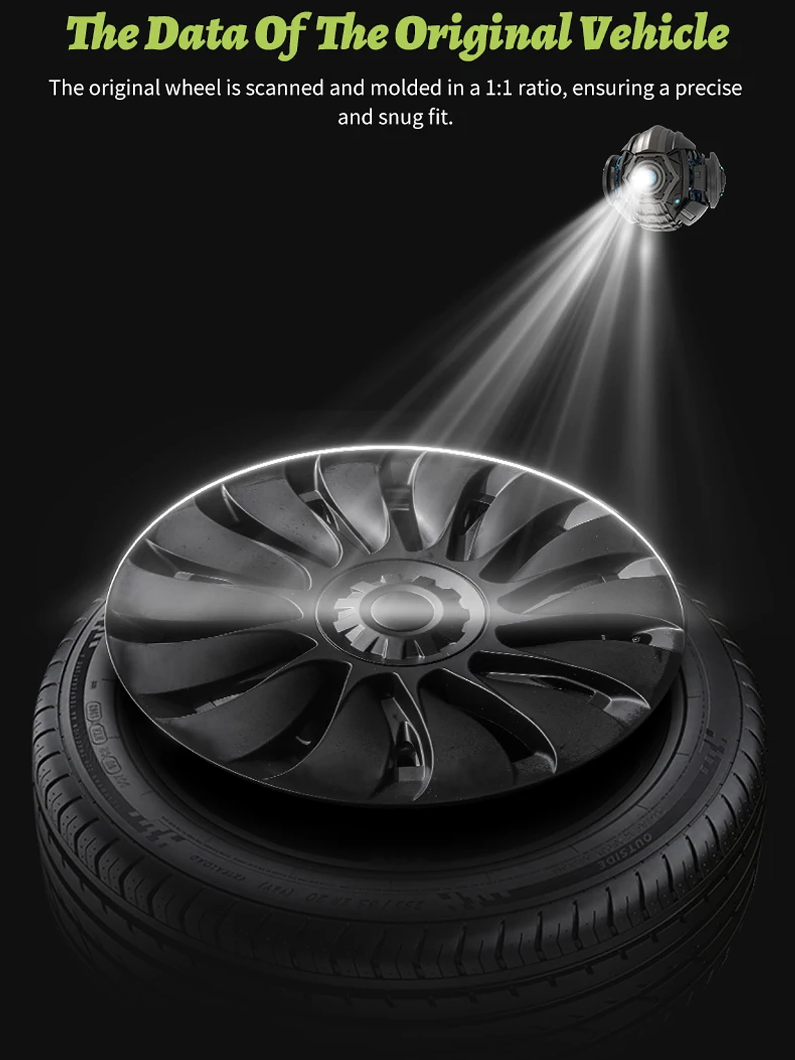 4PCS Design for TESLA Model Y 2020-2024 Vehicle Storm Wheel Cover Caps 22