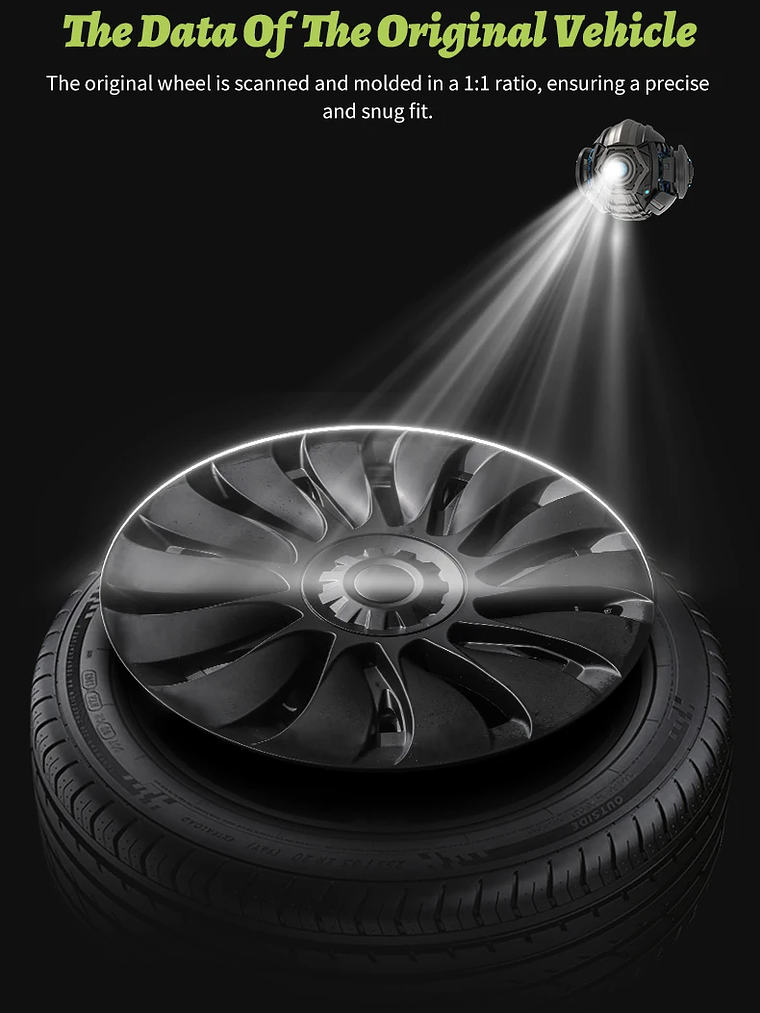 4PCS Design for TESLA Model Y 2020-2024 Vehicle Storm Wheel Cover Caps 22