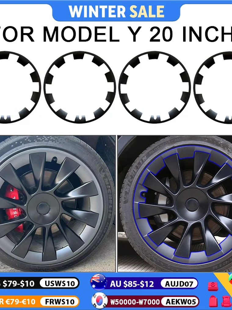 Tesla Model Y 20 Inch Rim Wheel Hub Protection Patch Protectors 2