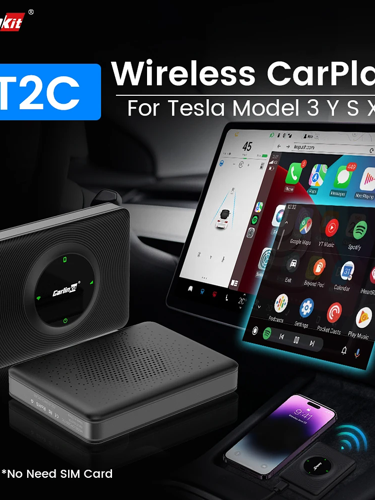 CarlinKit T2C Wireless CarPlay For Tesla Android Auto Adapter 2