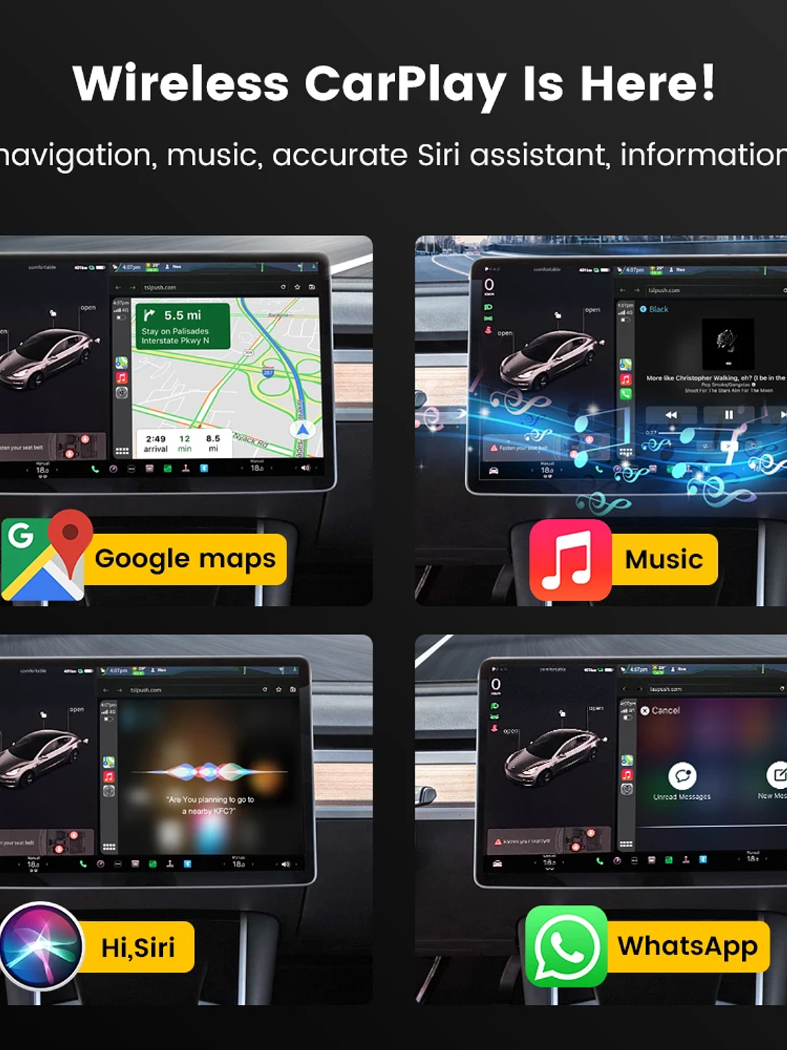 CarlinKit T2C Wireless CarPlay For Tesla Android Auto Adapter 7