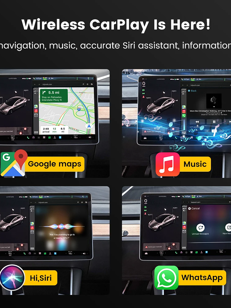 CarlinKit T2C Wireless CarPlay For Tesla Android Auto Adapter 7