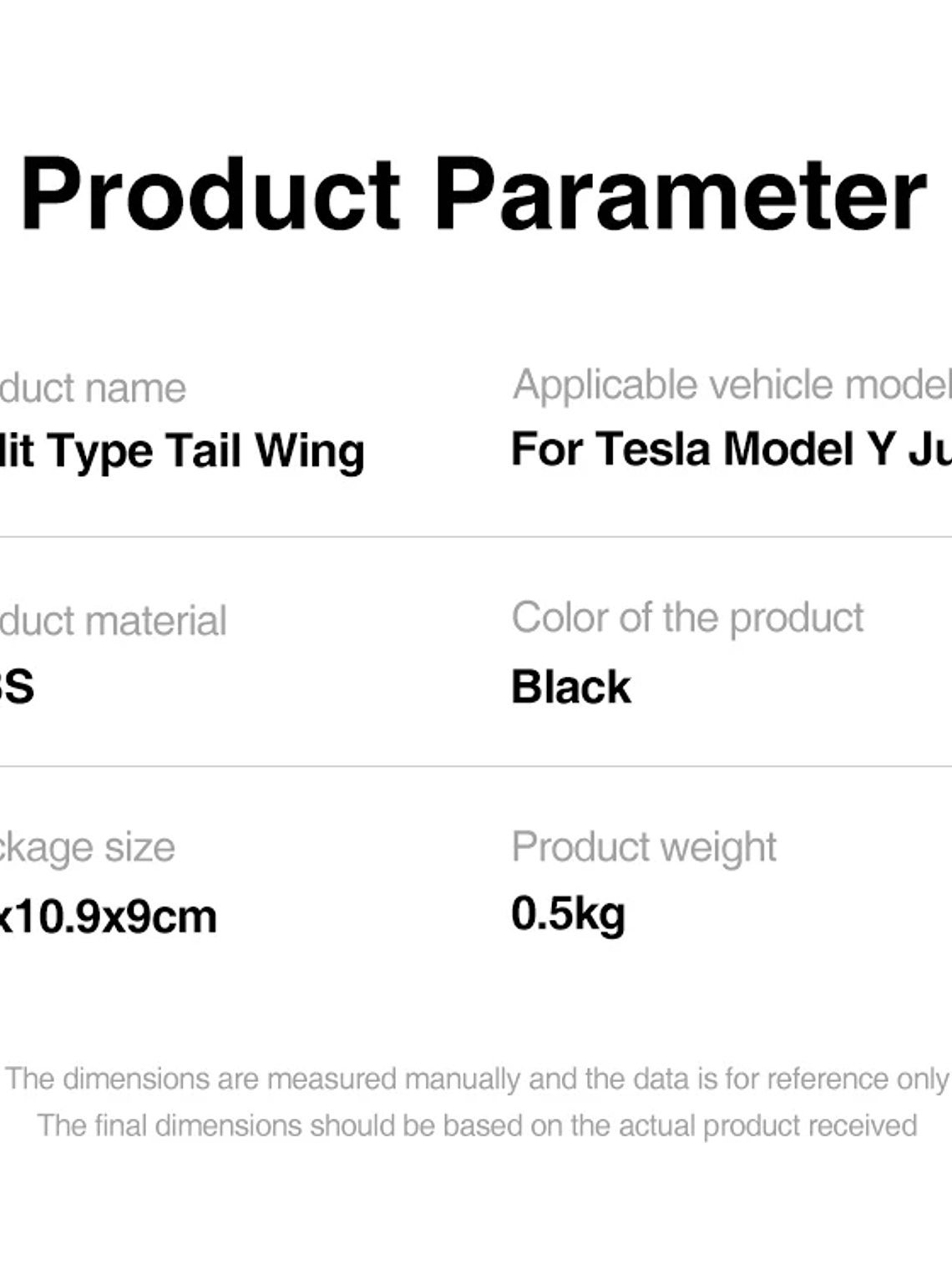 Tesla Model Y Juniper Spoiler Segmented ABS Spoilers Black 16
