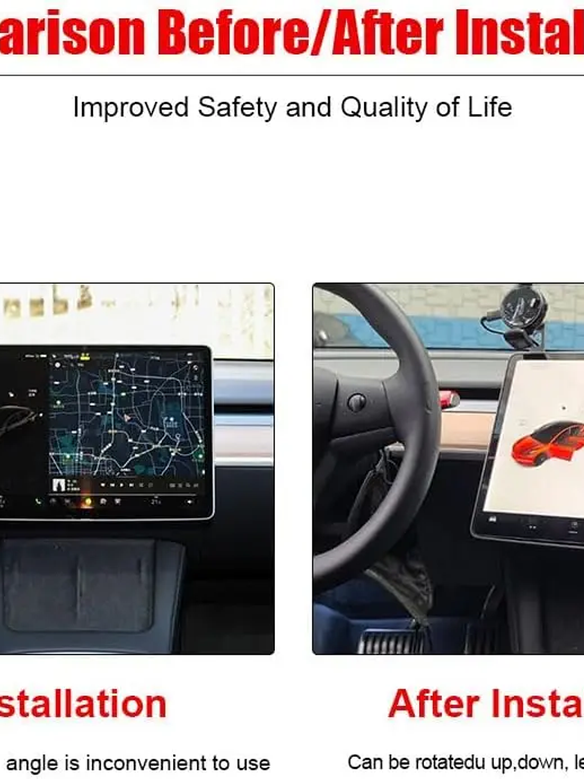 Swivel Mount for Tesla Model 3/Y (2017-2024) - 4-Way Adjustable GPS Display Bracket 3