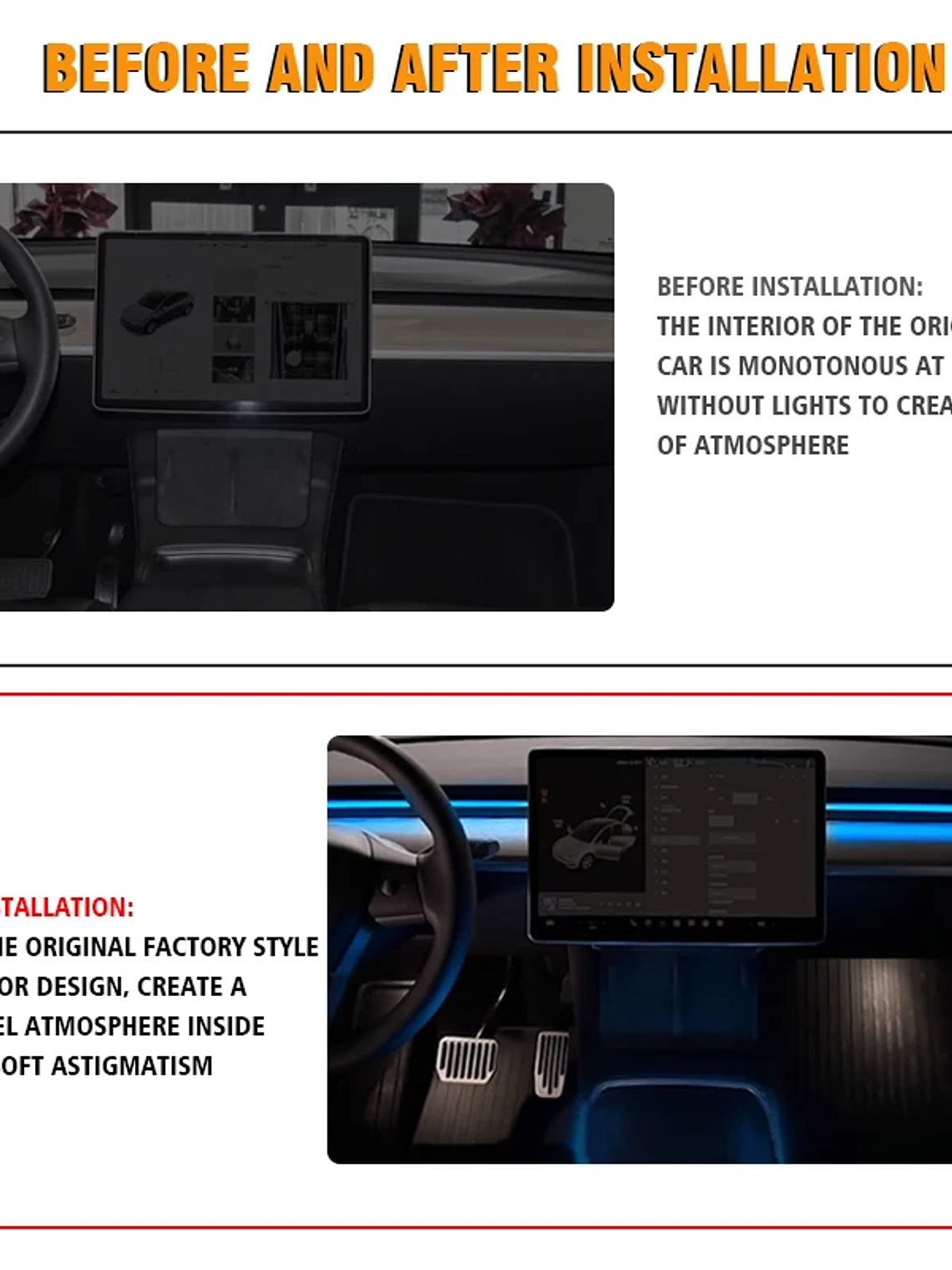 Tesla Model 3 Model Y 2021-2023 LED Atmosphere LED Lights Strip 6