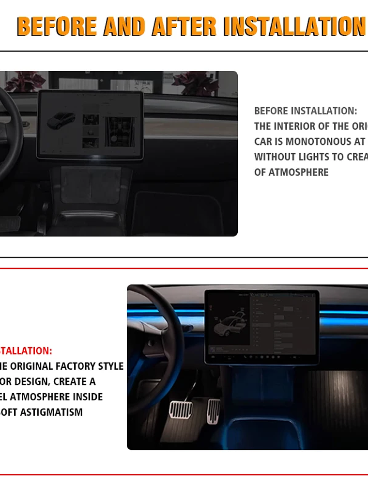 Tesla Model 3 Model Y 2021-2023 LED Atmosphere LED Lights Strip 6