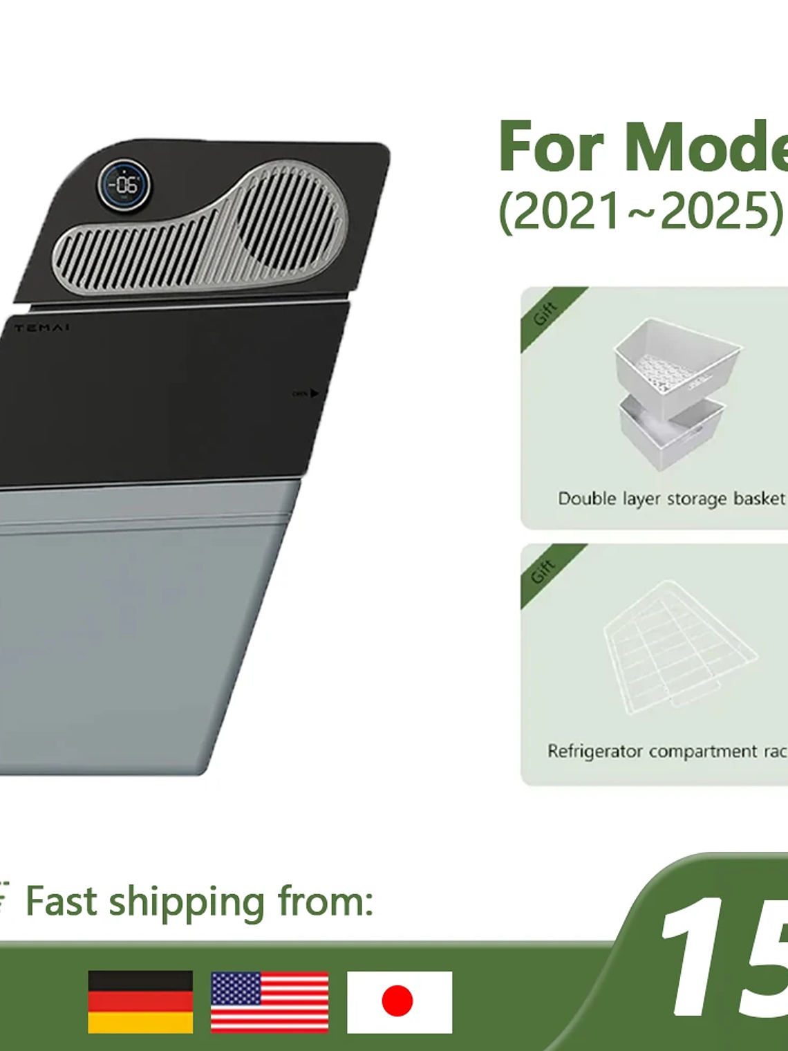 Tesla Model Y & Highland 16L Car Fridge, Portable Compressor Freezer  2