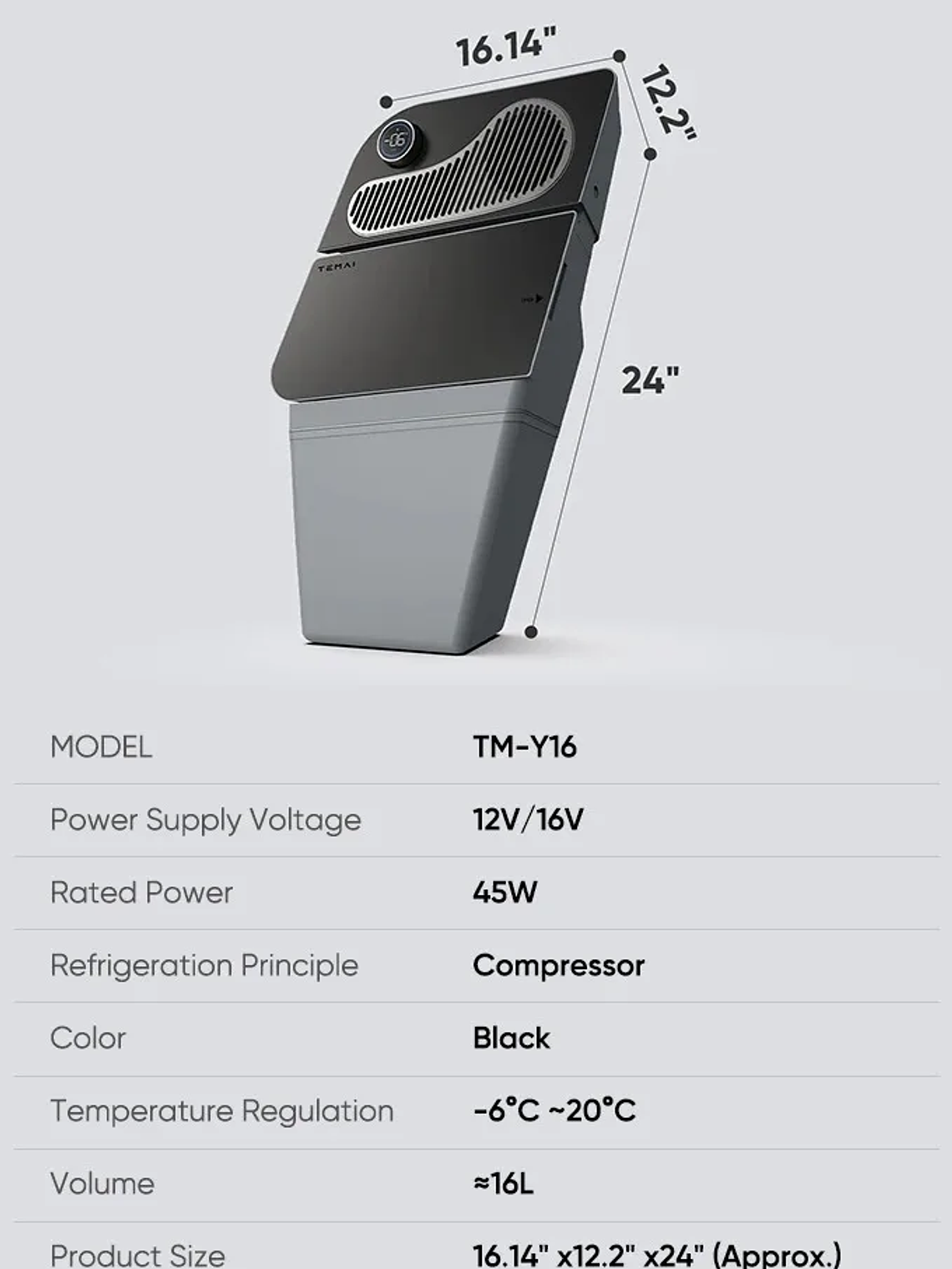 Tesla Model Y & Highland 16L Car Fridge, Portable Compressor Freezer  18