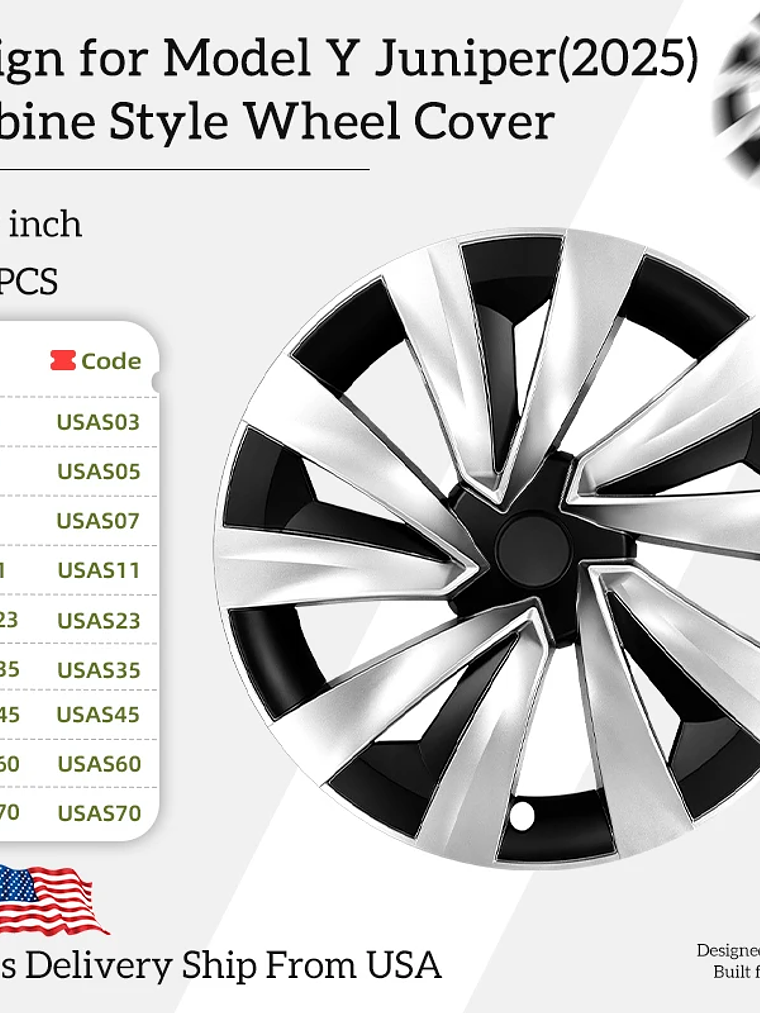 4PCS Wheel Cover for Tesla Model Y Juniper 2025-2026 19 Inch 2